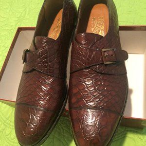 Ferragamo Men's Size 11 Tobacco Crocodile Tan Calf Shoes